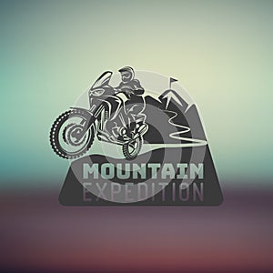 Motocross race enduro extreme motorcycle driver logo monochrome illustration photo