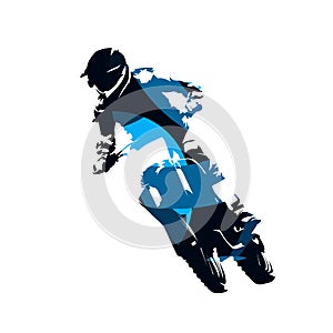 Motocross racing, abstract blue vector silhouette