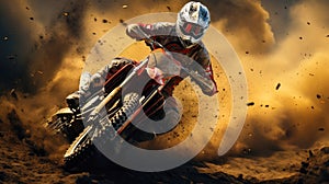 Motocross racing, Dirt track action, High-speed jumps, Dusty adrenaline, Motorbike close-ups, Extreme racing