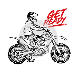 Motocross racing vector illustration in hand drawn style