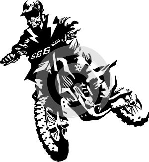 motocross rider with cool helmet vector