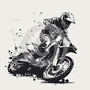 Motocross rider on dirt track. Vector illustration