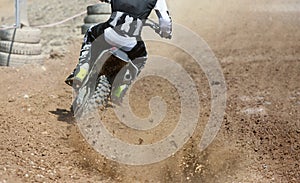 Motocross rider increase speed in track