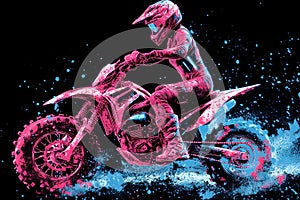 Motocross rider in action. Grunge background. photo