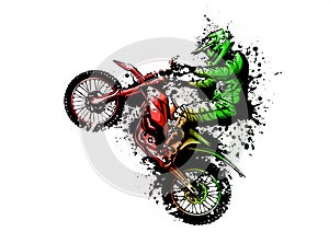 Motocross rider ride the motocross bike vector illustration