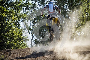 Motocross rider on a trail during a training