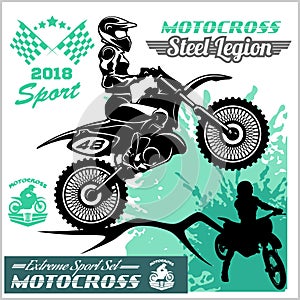 Motocross Rider - vector emblem and logos