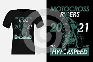 Motocross Riders Hyper speed Silhouette Vintage T-Shirt Design