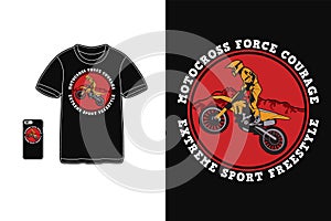 Motocross t shirt design silhouette retro vintage style