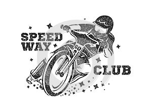 Motocross Vector Illustration. Speedway club logo. Moto sport. Biker on a motorcycle