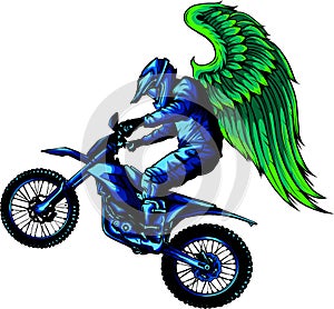 Motocross with wings vector illustration