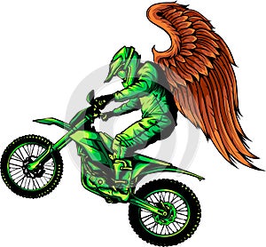 Motocross with wings vector illustration