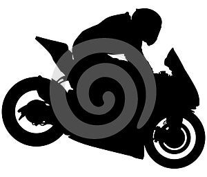 MotoGP Bike, motorcycle with the racer from the side. silhouette photo
