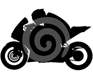 MotoGP Bike, motorcycle with the racer from the side. silhouette