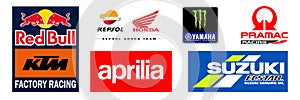 MotoGP World. Aprilia, Red Bull KTM Factory Racing, Repsol Honda, Yamaha Factory Racing, Suzuki Ecstar, Pramac Racing - motorcycle