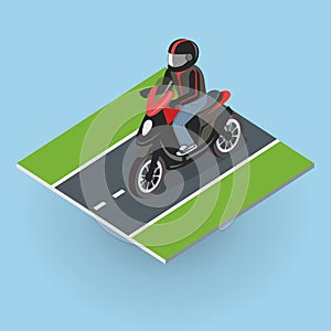 Motor Bike on the Road. Top View