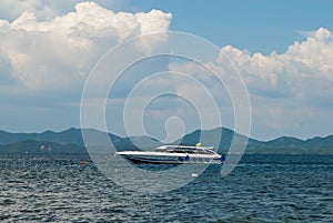 Motor boat anchored in the sea