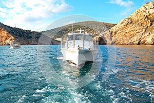 Motor boat cruising the sea