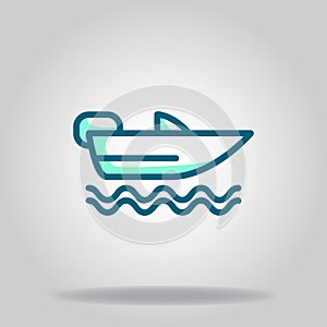 Motor boat icon or logo in  twotone