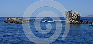 Motor boat at Mediterranean sea