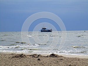 Motor boat in the open sea, Ukraine