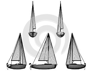 Motor boat with sail