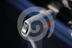 Motor boat throttle control close up