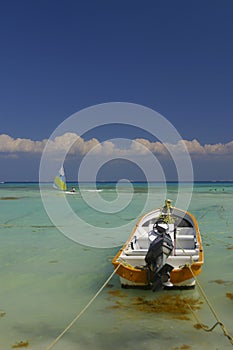 Motor boat in tropics photo