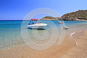 Motor boat at Vai beach on Crete