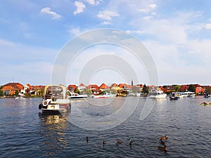 Motor boats on the lake in Malchow