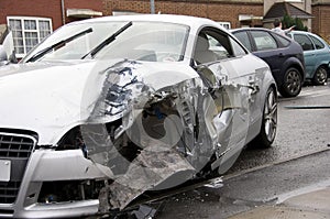 Motor car crash scene UK
