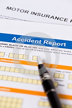 Motor or car insurance accident report form