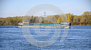 Motor cargo ship on the river Danube