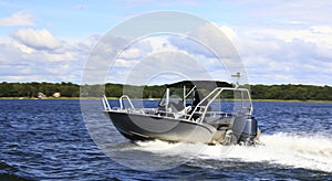 Motor fast boat in baltic sea power boating