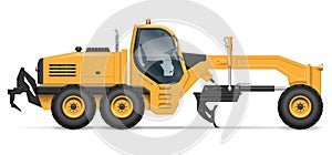 Motor grader side view vector illustration