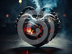 Motor heart. Abstract medical background with working heart engine