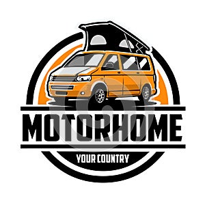 Motor home camper van vector emblem badge logo isolated