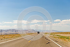 Motor home on desert highway