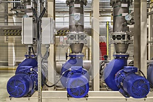 Motor in industrial plants. Motor controlling the pump system