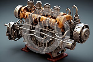 Motor internal combustion engine model illustration