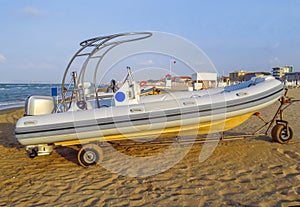 Motor lifeboat on the beach