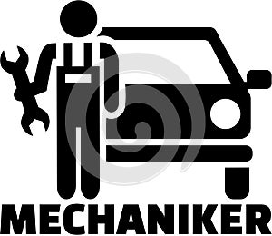 Motor mechanic icon with german job title