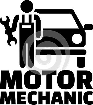 Motor mechanic icon with job title