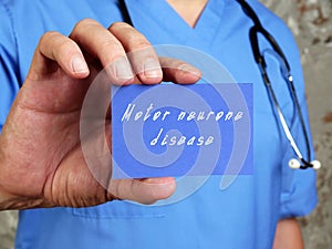 Motor neurone disease sign on the piece of paper