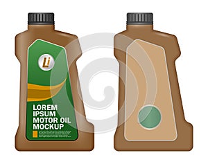 motor oil bottle ads with editable text. Petrol gallon gas tank fuel container. Oil canister icon. Gasoline fuel canister