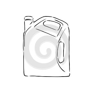 Motor oil, plastic bottle, doodle style, sketch illustration, oil canister, vector sketch illustration