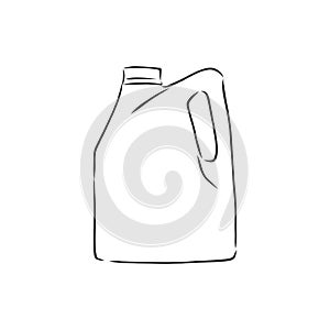 Motor oil, plastic bottle, doodle style, sketch illustration, oil canister, vector sketch illustration