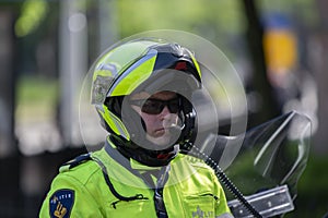 Motor Police Man At Amsterdam The Netherlands 2019