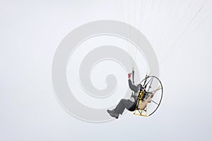 Motor powered paraglider closeup