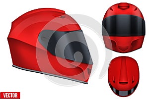 Motor racing helmet with glass visor. photo